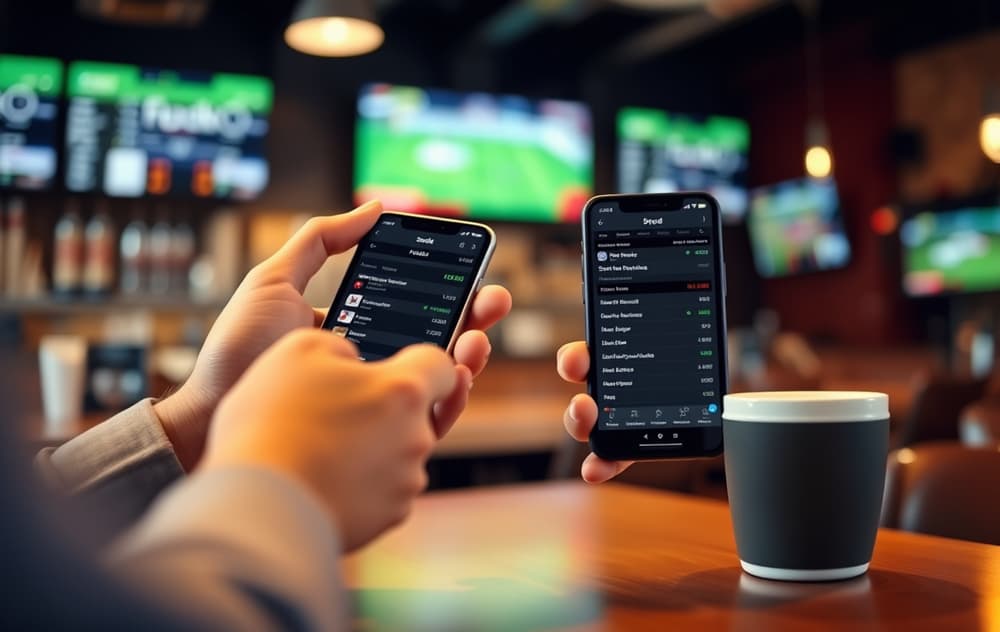Sammenligning av odds på to mobilskjermer